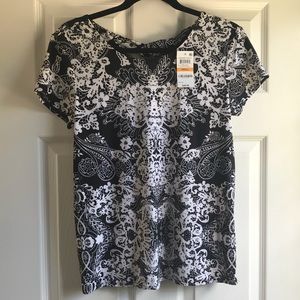 I.N.C. Black and white tie-back top